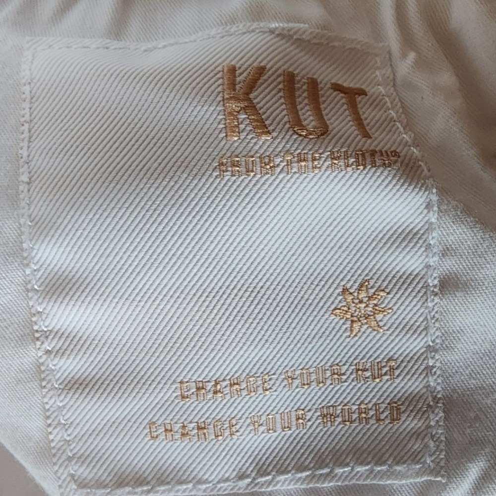 KUT from the Kloth 12 White Cropped Flare Jeans Raw Hem Boho Coastal Summer - Picture 8 of 12